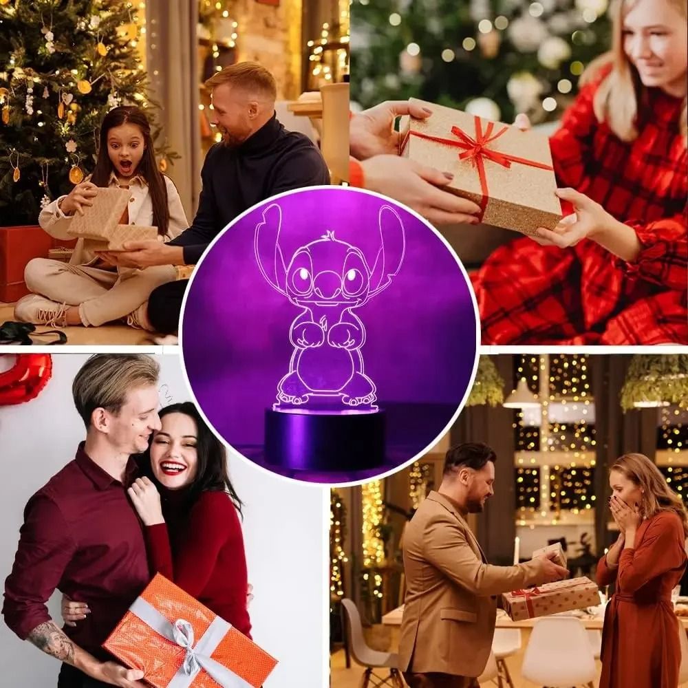 3D Illusion Stitch Night Light Remote Control Smart Touch LED Lamp