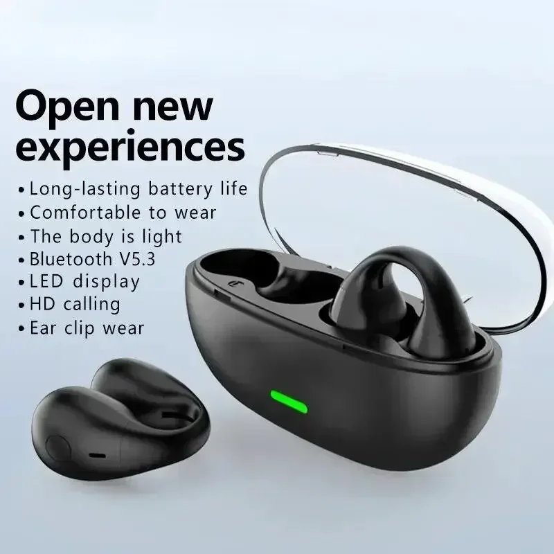 Open Ear Clip Wireless Bluetooth Earbuds for Running and Gaming
