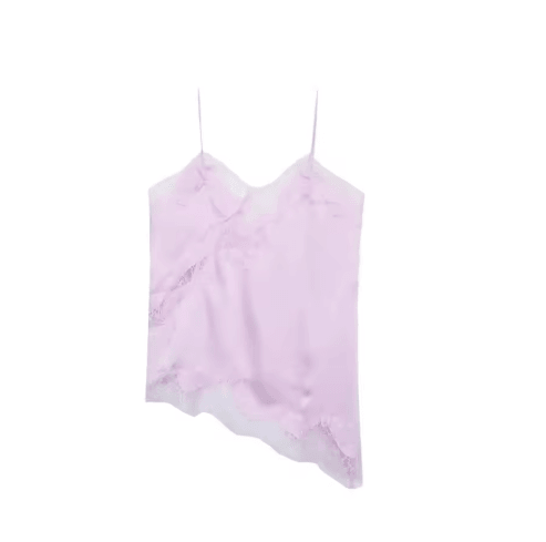 NLZGMSJ 2025 Lace Embellished Camisole Off Shoulder Sleeveless Summer Top