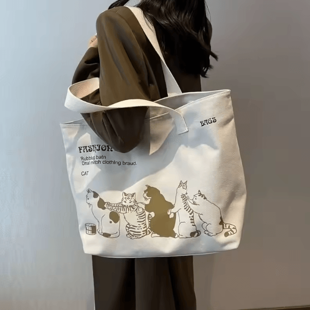 Womens Canvas Tote Bag Spacious Durable Shoulder Handbag with Zipper Closure