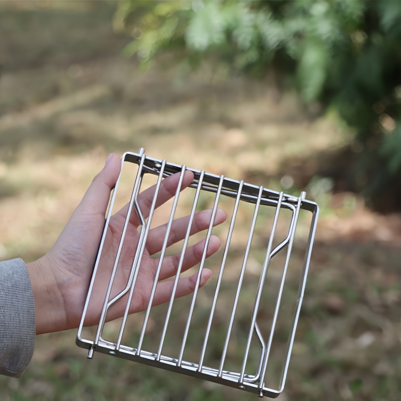 Portable Stainless Steel Camping Grill Foldable Mini Grill Rack Stand for Outdoor Cooking and Picnics