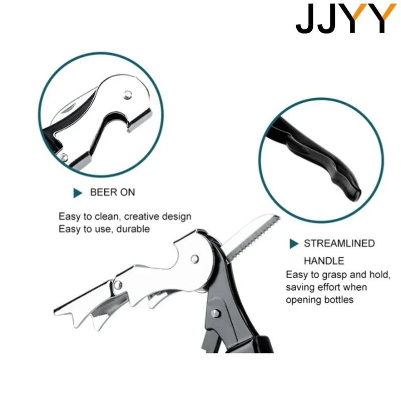 Professional Waiters Corkscrew Stainless Steel Wine Opener Beer Bottle Opener and Foil Cutter for Wine Lovers Gift