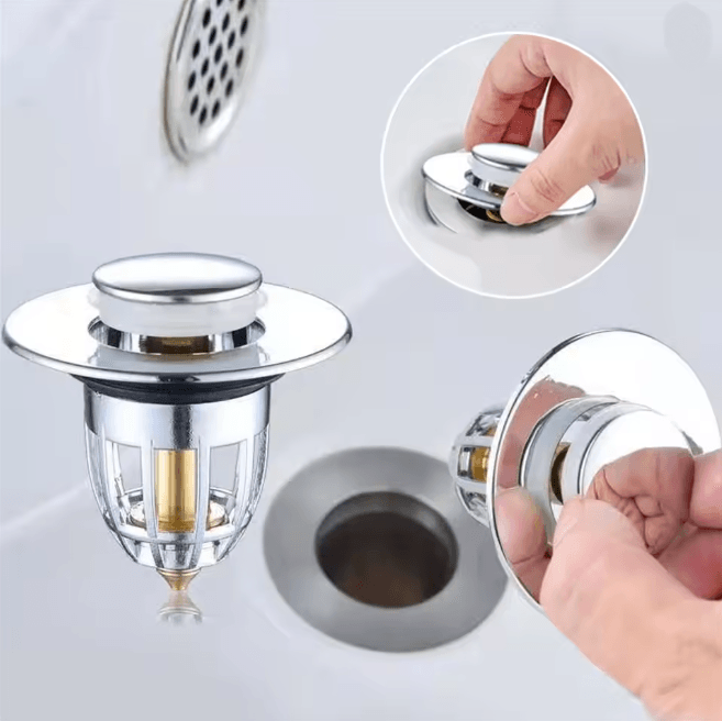 Universal Pop Up Sink Drain Stopper with Hair Catcher