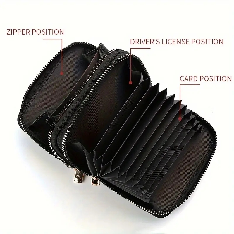 Compact Double Zipper Wallet for Women Card Holder with Coin Compartment