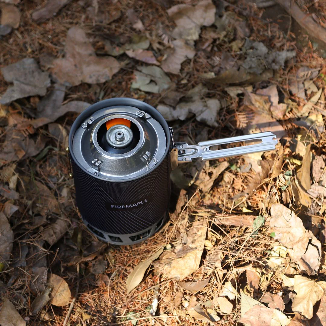 All-in-One Camping Gas Stove with Piezo Ignition, Windproof Burner