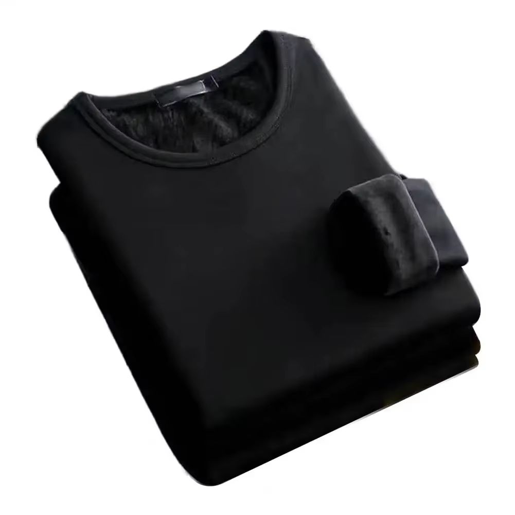 Men's Winter Long-Sleeve Fleece Thermal Base Layer Shirt with Plus Velvet Padding