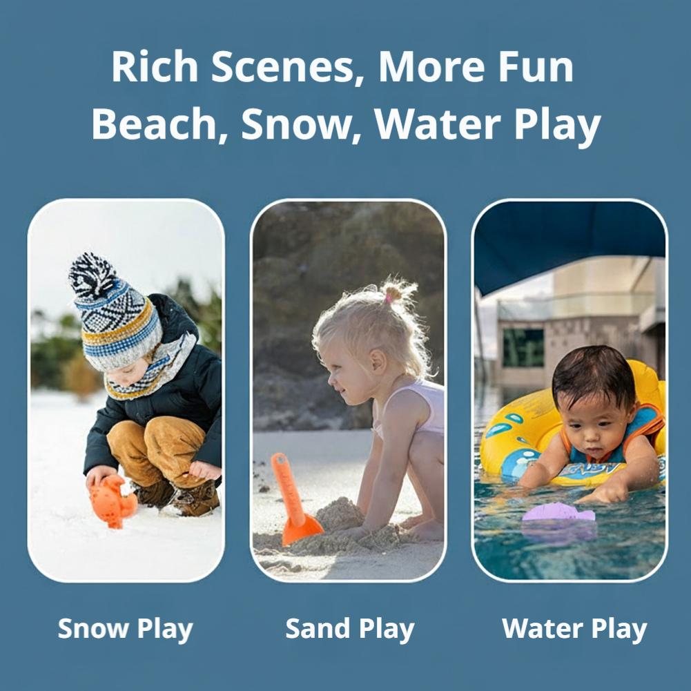 Collapsible Kids Beach Toy Set with Folding Bucket Sand Play Kit