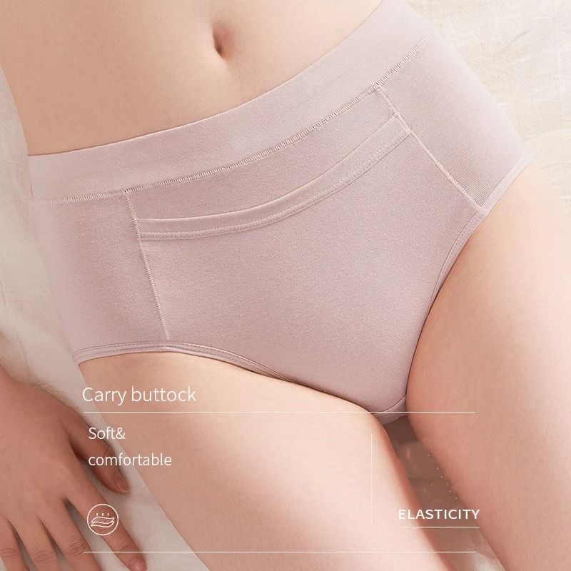 Womens Menstrual Panties Leak Proof High Waist Underwear Cotton Period Briefs Set of 4