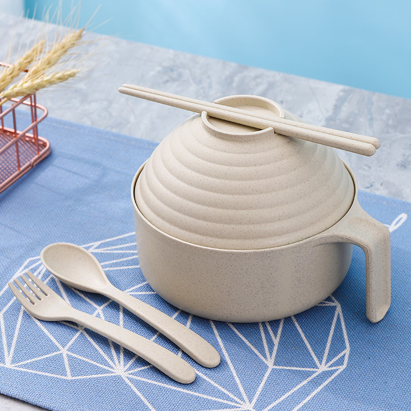 Microwavable Cooker Bowl with Lid, Ramen Noodles Bowl Set with Chopsticks, Ramen Bowl Set
