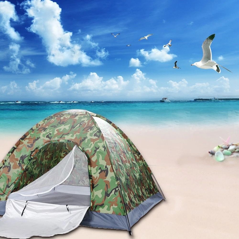 Camouflage Waterproof Camping Tent | Portable & Easy Setup for Outdoor Adventures