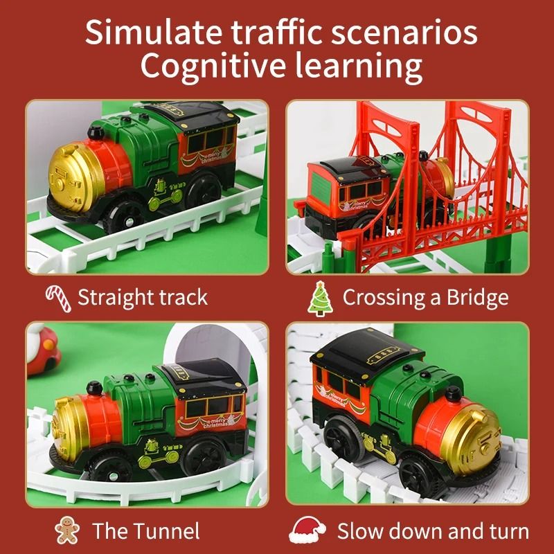 Christmas Electric Track Car Train Toy Kids Educational Racing Track Set