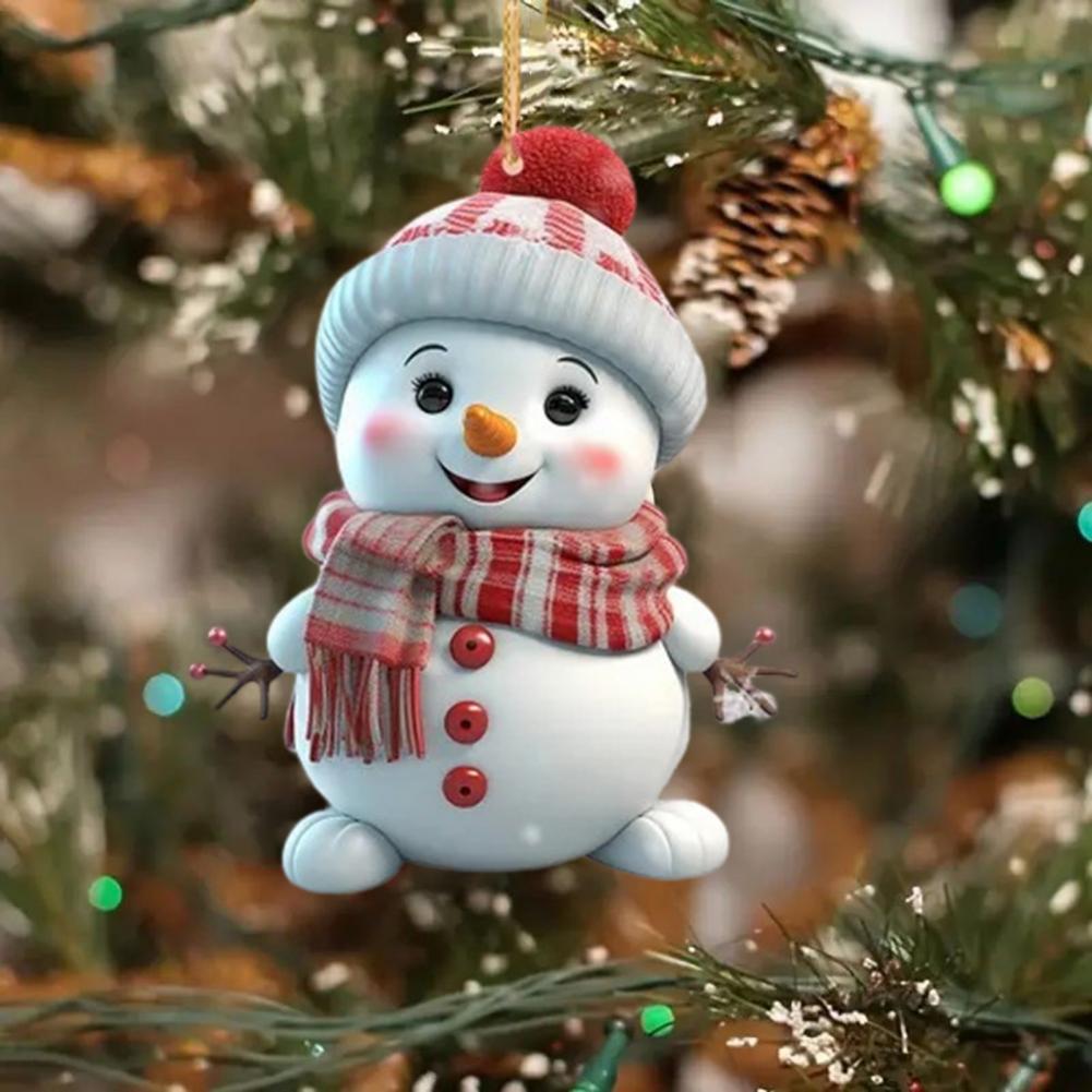 Acrylic Cartoon Snowman Hanging Ornaments, Christmas Snowman Pendant, Holiday Christmas Tree Hanging Snowmen Home Decor