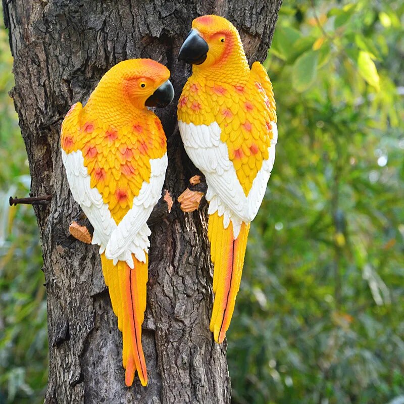 Resin Parrot Statue: DIY Outdoor Garden Decor - Wall Mounted Animal Sculpture for Home, Office, or Garden Ornaments