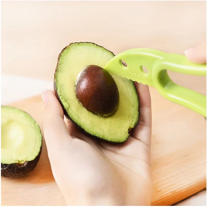 3 in 1 Avocado Slicer Tool Plastic 3 in 1 Avocado Cutter for Peeling, Pitting, and Slicing Avocado, Kiwi, and Pitaya