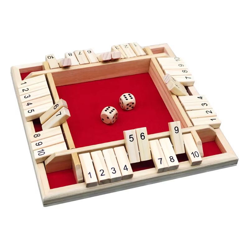 4 player board game shut the box game Wooden Arithmetic Dice Flip-Tile Set