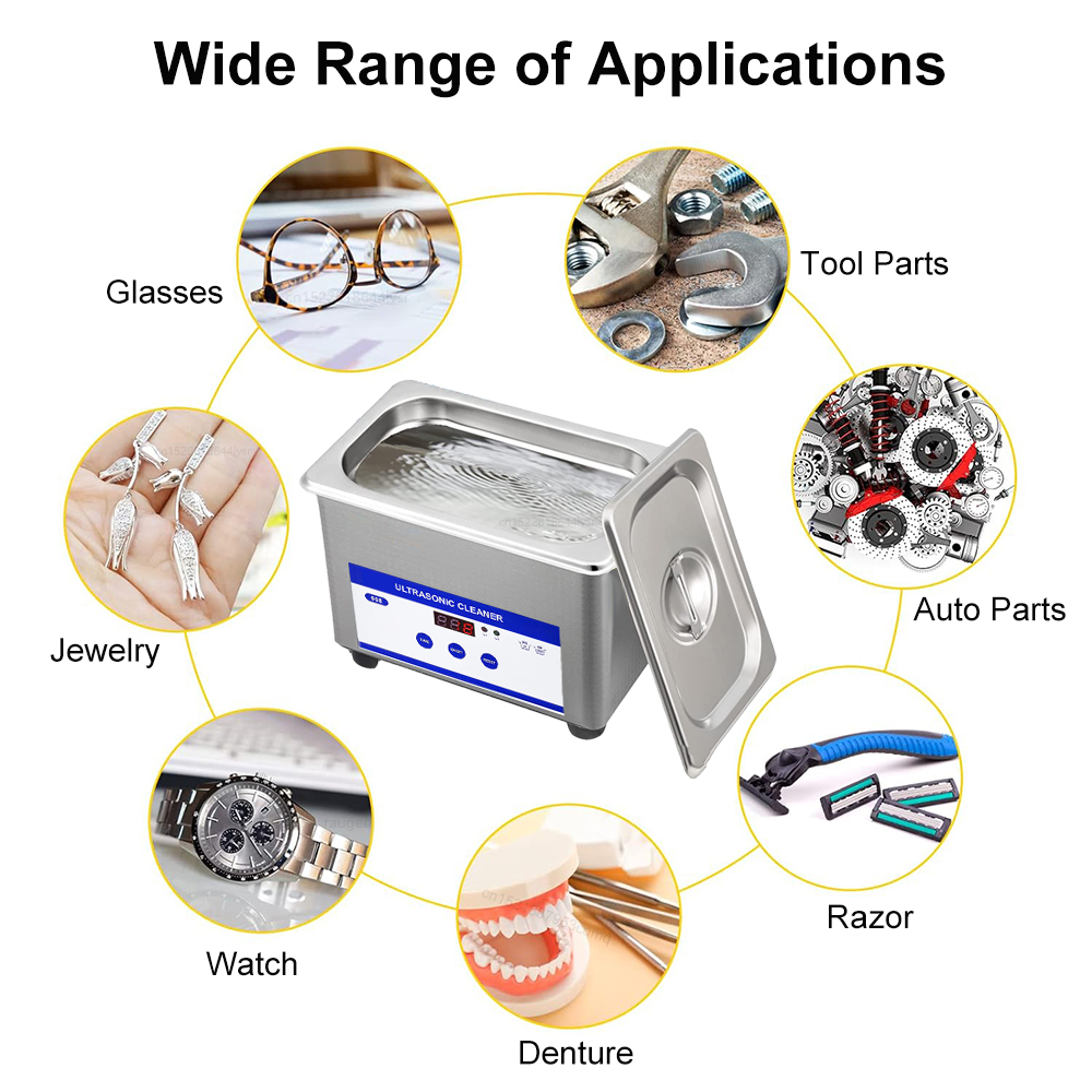 Ultrasonic Cleaner 40kHz, Professional Ultrasound Washing Bath for Jewelry & Eyeglasses