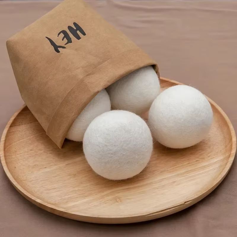 Reusable Wool Dryer Balls Natural Fabric Softener Laundry Set