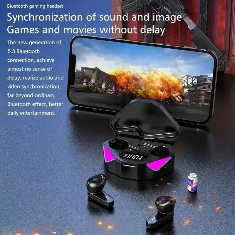 Wireless Bluetooth Gaming Earbuds with LED Display and Noise Cancelling Mic X15