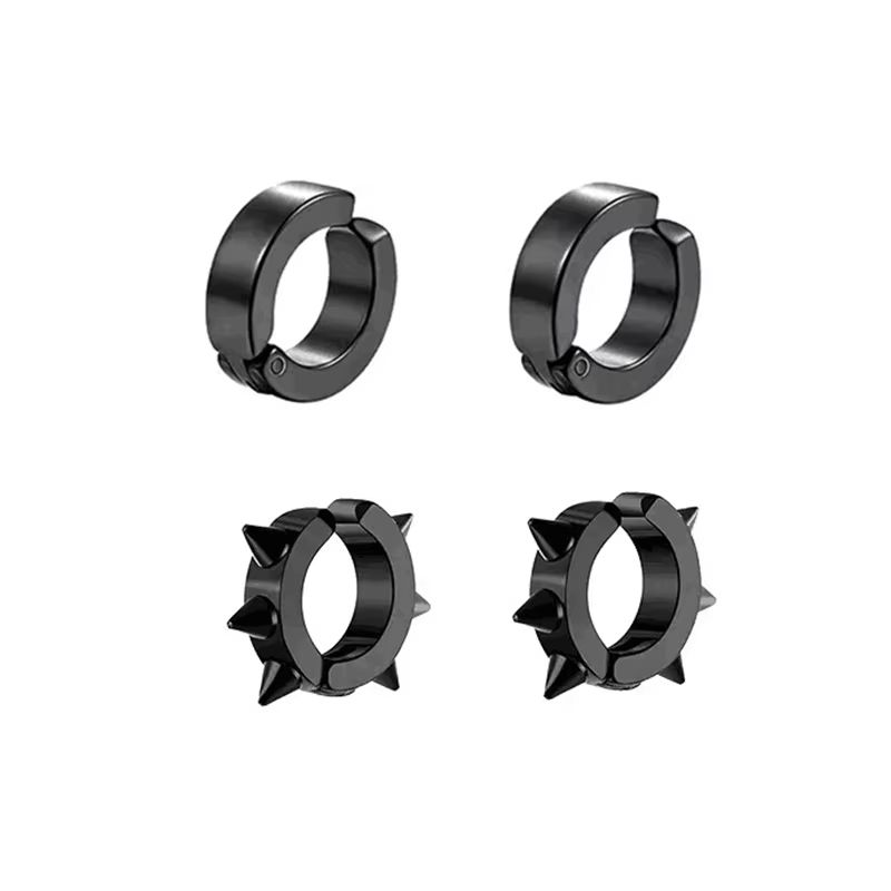 Mens Punk Cross Magnetic Earrings Set Stainless Steel Non Piercing 5 Pairs