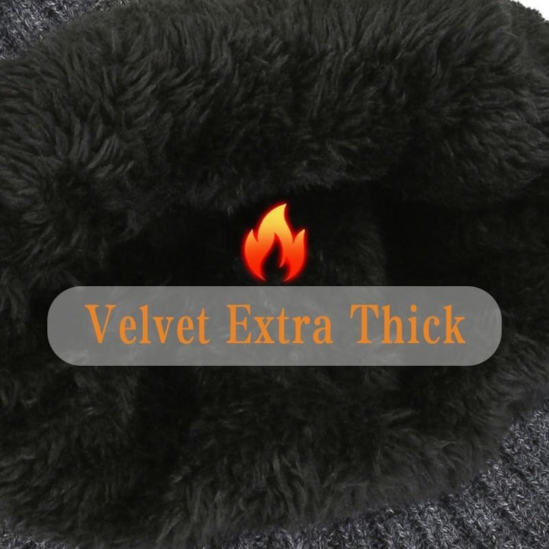 Cycling Ear Protection Men Winter Knitted Hat, Plush Warmth Peaked Cap, Faux Fur Lined Bomber Hats