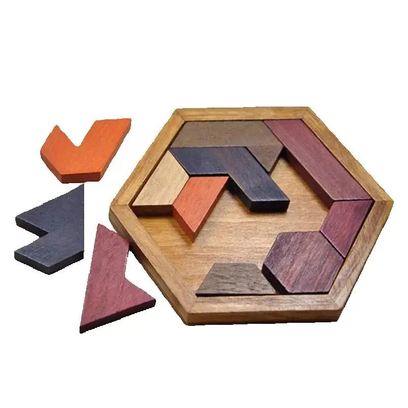 Wooden Geometric Shape Puzzle Board for Kids 3+ Brain Teaser Montessori Learning Toy Non Toxic Wood Educational Gift