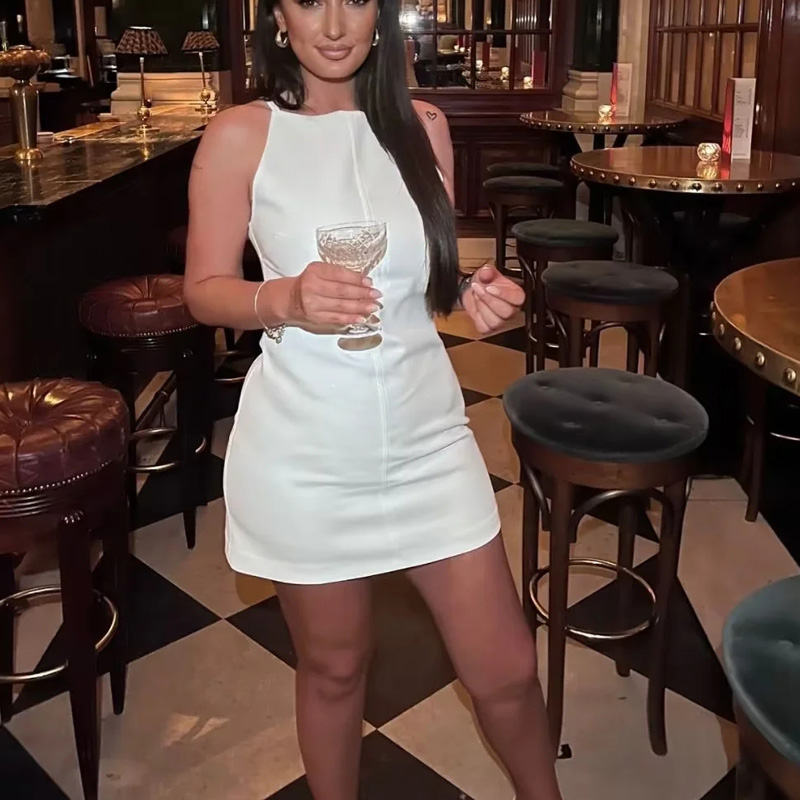 Elegant New Dress Women Off Shoulder Halter Mini Dress Bodycon Summer Party Dresses Red Blue Short Dresses