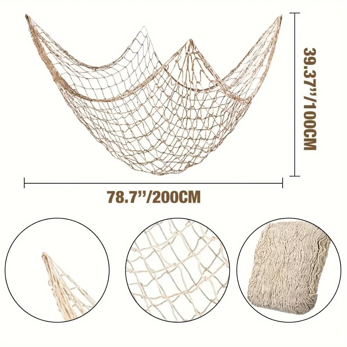 Nautical Fishing Net Wall Decor Beach Theme Hanging for Coastal Home Styling