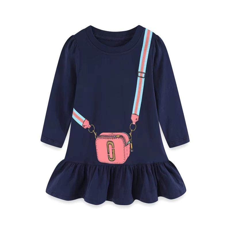 Jumping Meters Princess Girls Dress Bag Print Party Toddler Princess Dress Autumn Winter Girls Party Dress