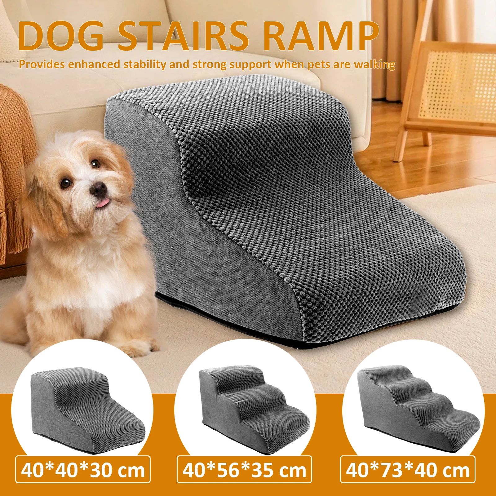 Curved Pet Stairs for Beds and Sofas