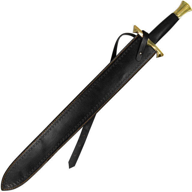 Pursuit of Honor Medieval Damascus Steel Sword w/ Brass Hilt & Leather Wrapped Handle
