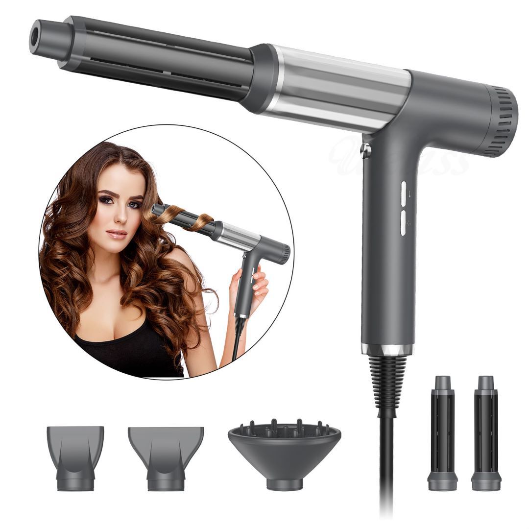 Noise Reducing Ionic Hair Dryer and Straightening Brush, Five-in-One High Power Fast Airflow