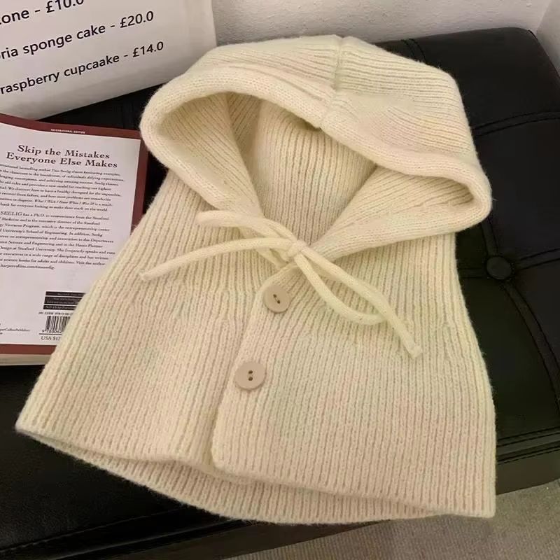 Women's Winter Windproof Balaclava Hat and Button Scarf Set
