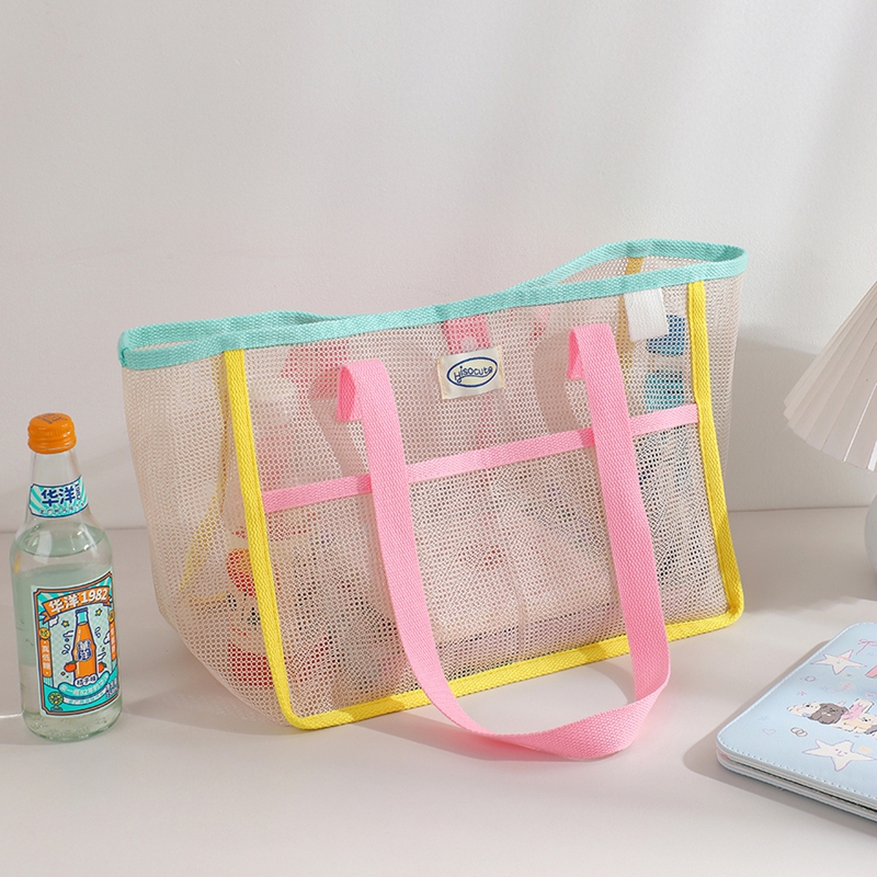 Clear Mesh Beach Tote Bag Large Capacity Pool and Shower Carryall