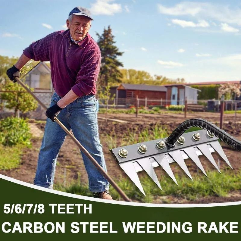 Carbon Steel Garden Hand Rake – Heavy-Duty Agricultural Weeding & Scarifying Tool