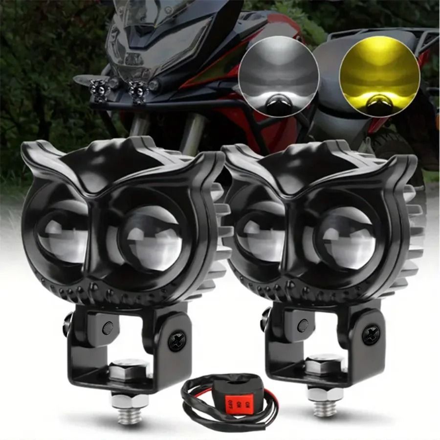 Dual Color LED Owl Spotlight Headlight for Car Motorcycle ATV