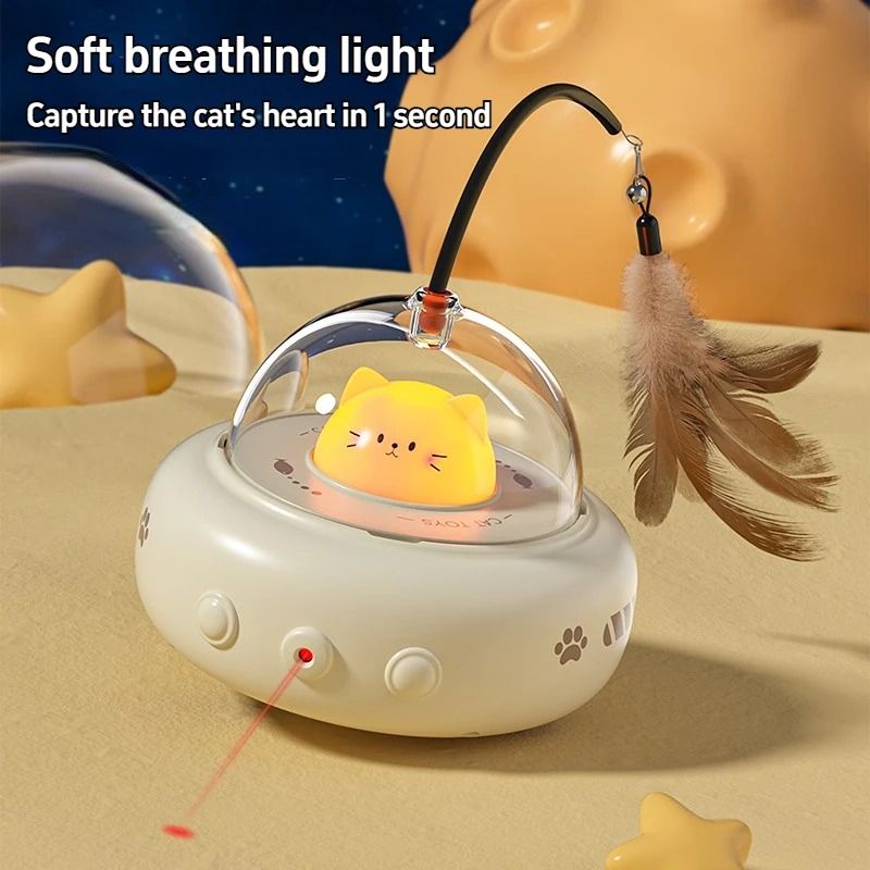 Electric Interactive Cat Toy Smart Cat Teaser Toy with Feather and Bell
