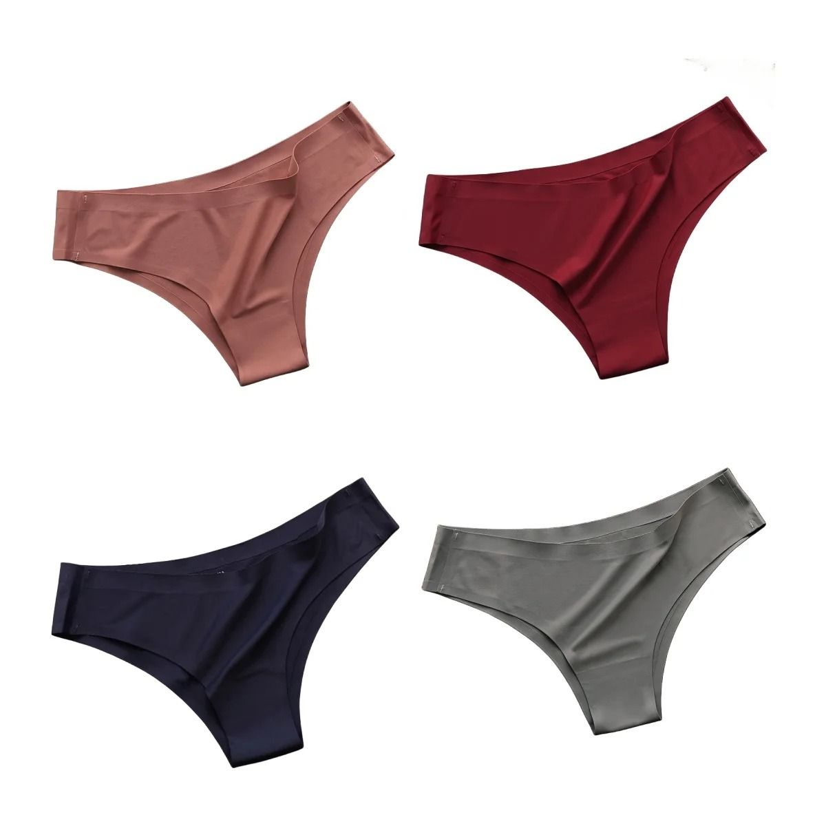 Seamless Ice Silk Low Waist Thong Panties Set of 4