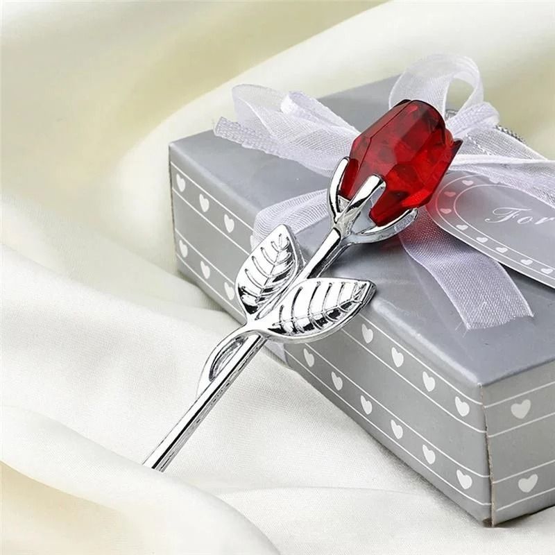 Crystal Glass Rose Figurine Decorative Ornament