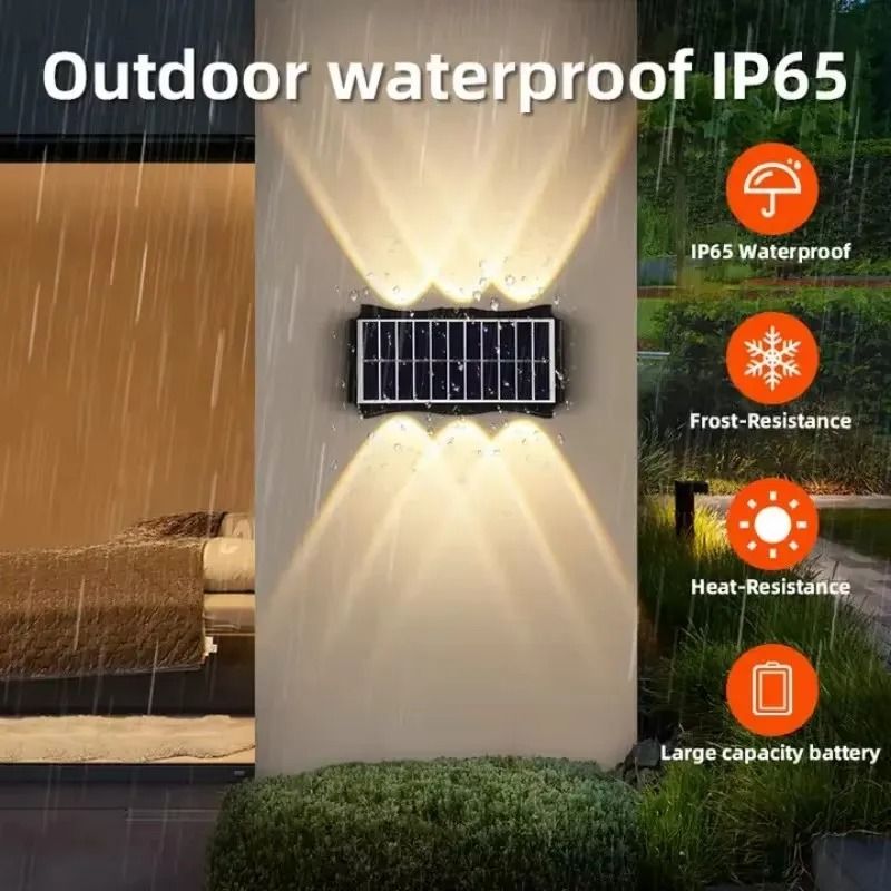 Solar LED Wall Lamp Waterproof Outdoor Lighting for Yard Balcony and Garden Decor