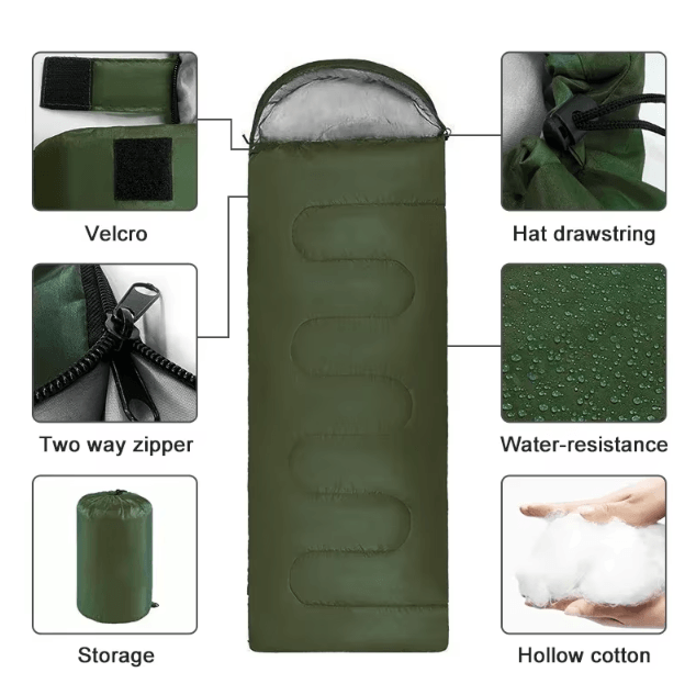 Ultralight Waterproof 4-Season Sleeping Bag – Warm Envelope Backpacking Bag for Outdoor Travel & Hiking