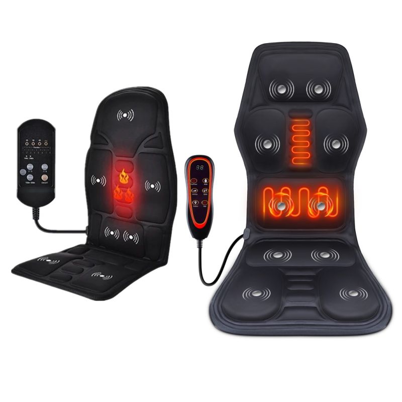 TotalRelief Electric Back Massager Chair Pad with Heat – Full Body Vibrating Cushion for Home Office or Car Use