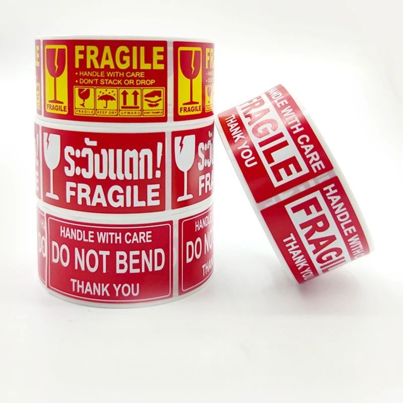 250 Paste/Roll Fragile English Warning Label Stickers - Anti-Tamper Security Seals
