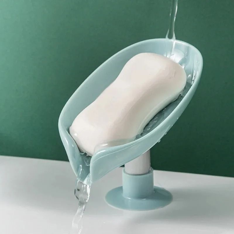 Leaf Shape Drain Soap Holder Suction Cup Soap Box Drying Rack