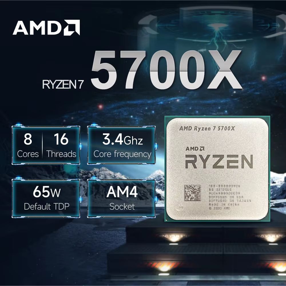 AMD Ryzen 7 5700X 8-Core 16-Thread Processor 65W AM4 Socket – High-Performance CPU for Gaming & Productivity