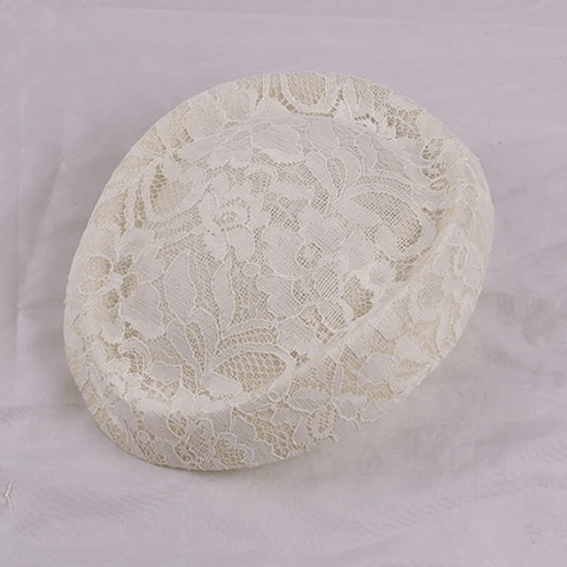 Elegant White Lace Fascinator Hat Base Round Saucer Percher Hat for Weddings and Parties