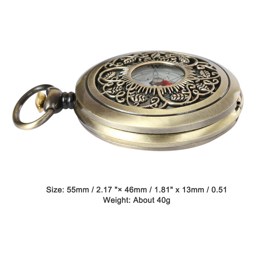 Retro Pocket Watch Compass Vintage Bronze Outdoor Navigation Tool for Hiking Survival Gear