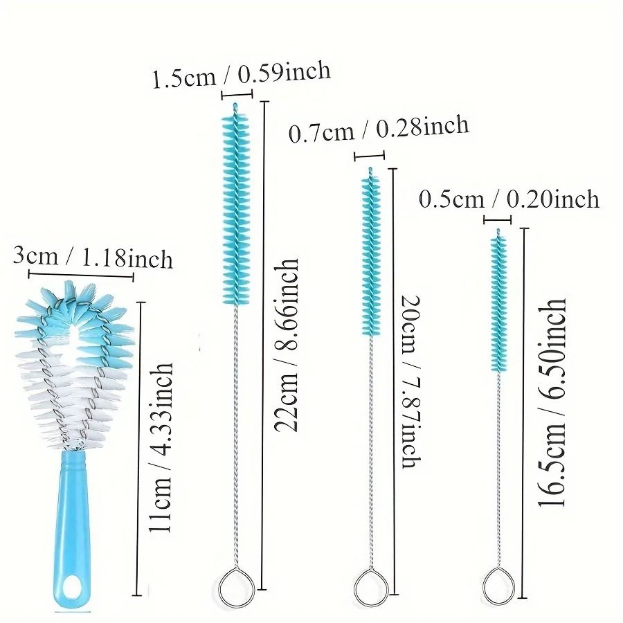 Wine Bottle Cleaning Brush Set Long Handled Bottle Cleaner for Narrow Bottles and Jugs
