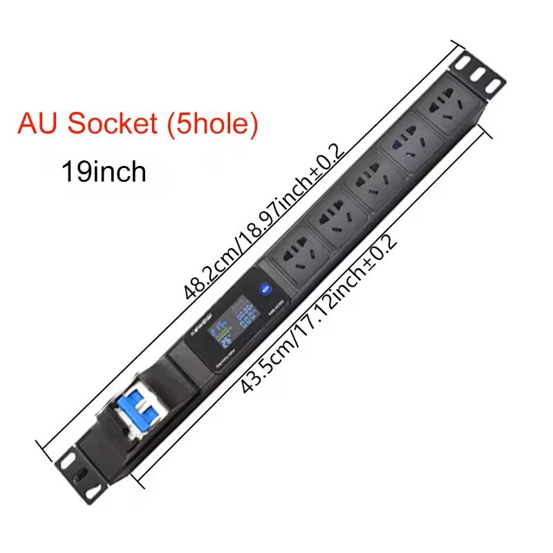 19 Inch Rack Mount PDU Power Strip with Voltmeter Ammeter Wattmeter – EU US UK Plug Options – 16A 32A 4000W 8000W