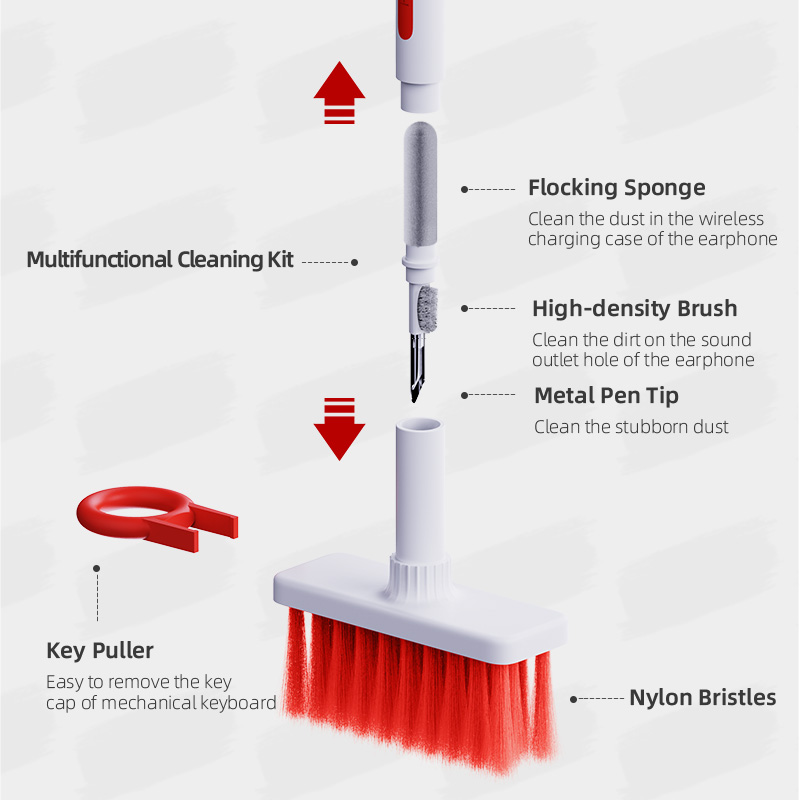 Keyboard Cleaner Brush Set, Earphone Cleaning Tool, Keycap Puller Kit for PC & Airpods Cleaning