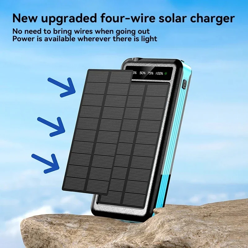 Solar Power Bank by Xiaomi, Wireless Fast Charging Battery, Large Capacity Portable Charger, Dual USB Ports